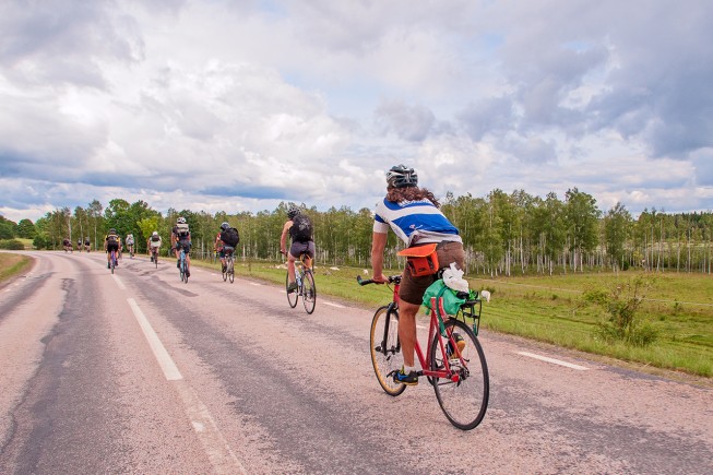 Groupe ride entre Copenhague et Stockholm à l' occasion des ECMC 2014 (European Cycle Messenger Championship)